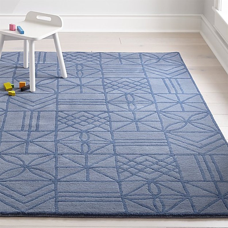 New Crate and barrel Tiles Rug Kids Blue 4X6 5 x 8' 8X10 Etsy