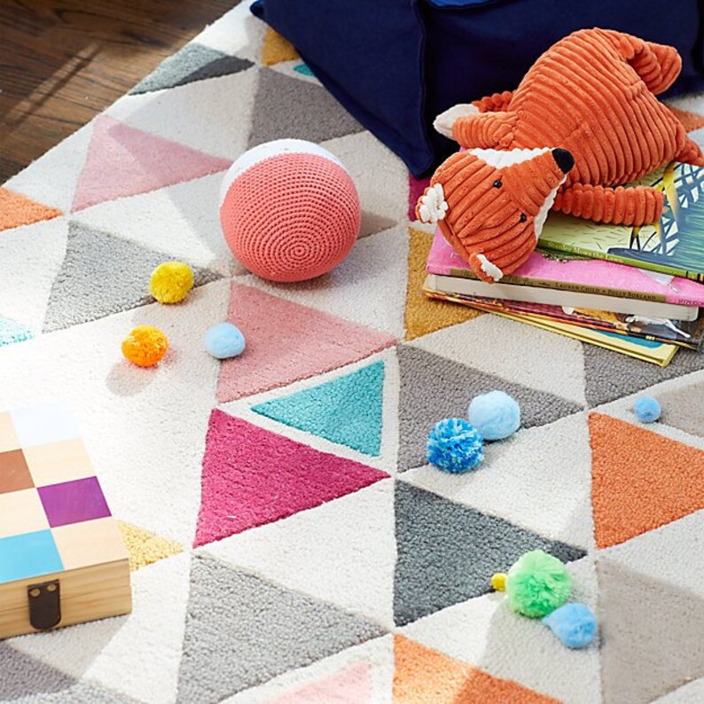 New Crate and barrel Triangle Rug 4X6 5X8 8X10 Kids Modern Etsy