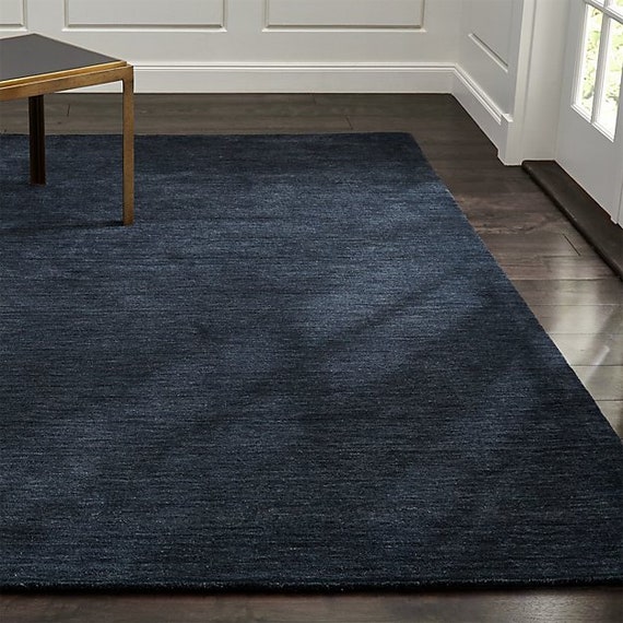 New Crate And Barrel Baxter Indigo Wool Rug 5x8 6x9 8x10 9x12