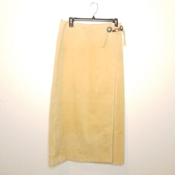 Vtg Western Suede Womens Skirt Sz 14 Tan Prairie F