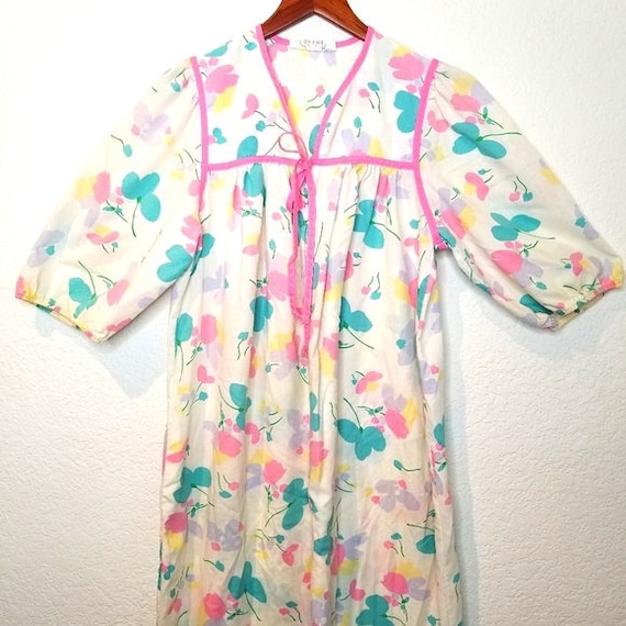 Vintage Komar Womens Floral Loungewear Gown Hostes