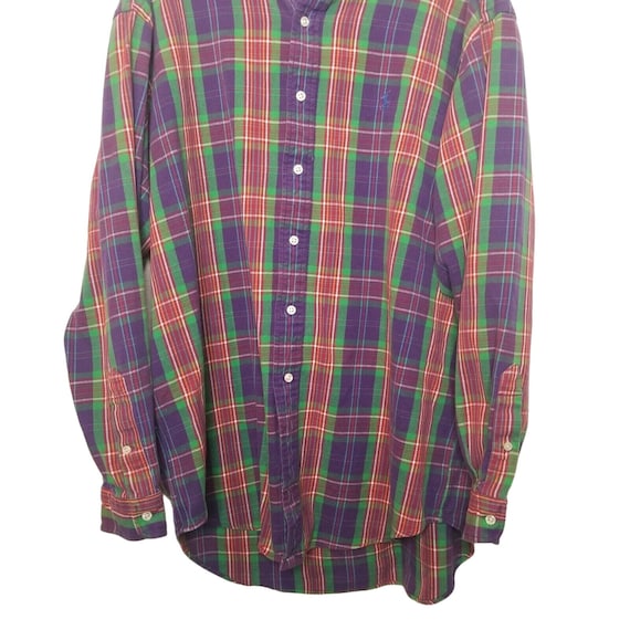 Vtg 90s Polo Ralph Lauren Button Up Mens Shirt Sz… - image 2