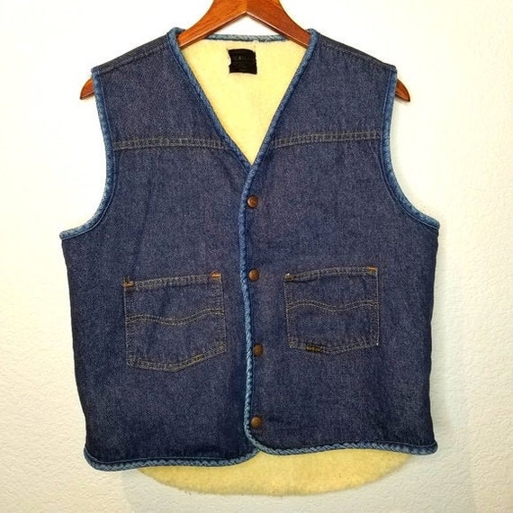 Vintage 1970s Sears Roebuck Denim Ranch Vest Weste