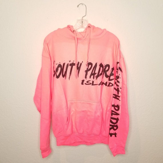 Vtg 90s Hot Pink South Padre Island Hoodie Sz M K… - image 1