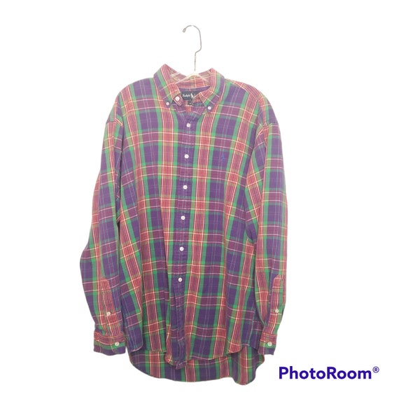 Vtg 90s Polo Ralph Lauren Button Up Mens Shirt Sz… - image 1