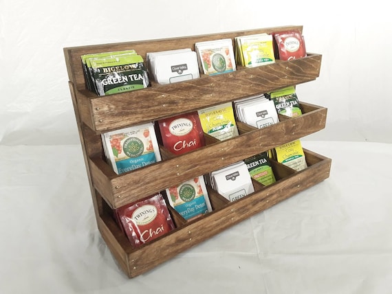 Made to Order Dark Tea Rack Organizer for Individually Wrapped 