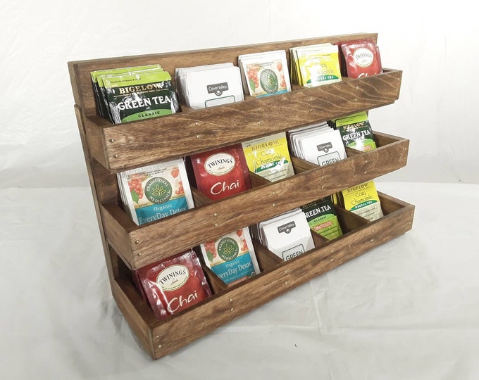 Made to Order Dark Tea Rack Organizer for Individually Wrapped Tea Bags ...