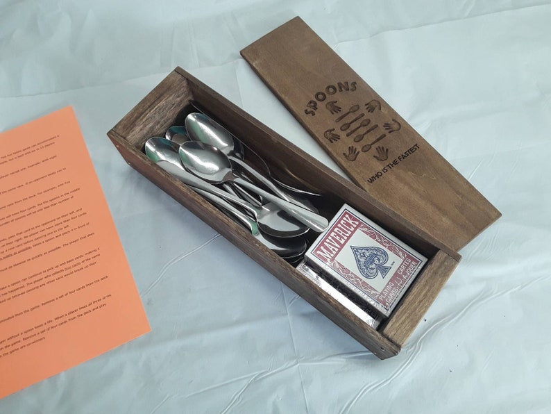 Spoons Game With Cards Spoons and Rules. Includes Handmade Etsy