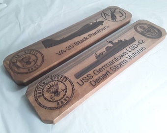 Made to Order Military Unit or Service Commemorative Plaque for a Veteran. Rustic made from Wood.