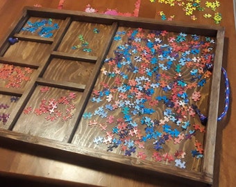 Made to Order. Rustic Brown Puzzle Sorting Tray. Ships 1-2 weeks.