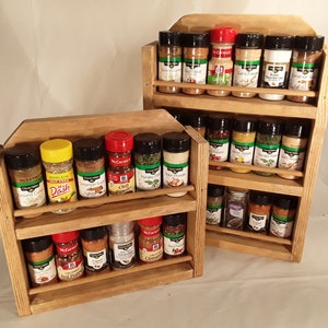 Made to Order. Rustic Spice Rack Organizers for 12, 18, or 33 Bottles. Counter Top  Kitchen. Handmade from Wood. Ship 1-2 week