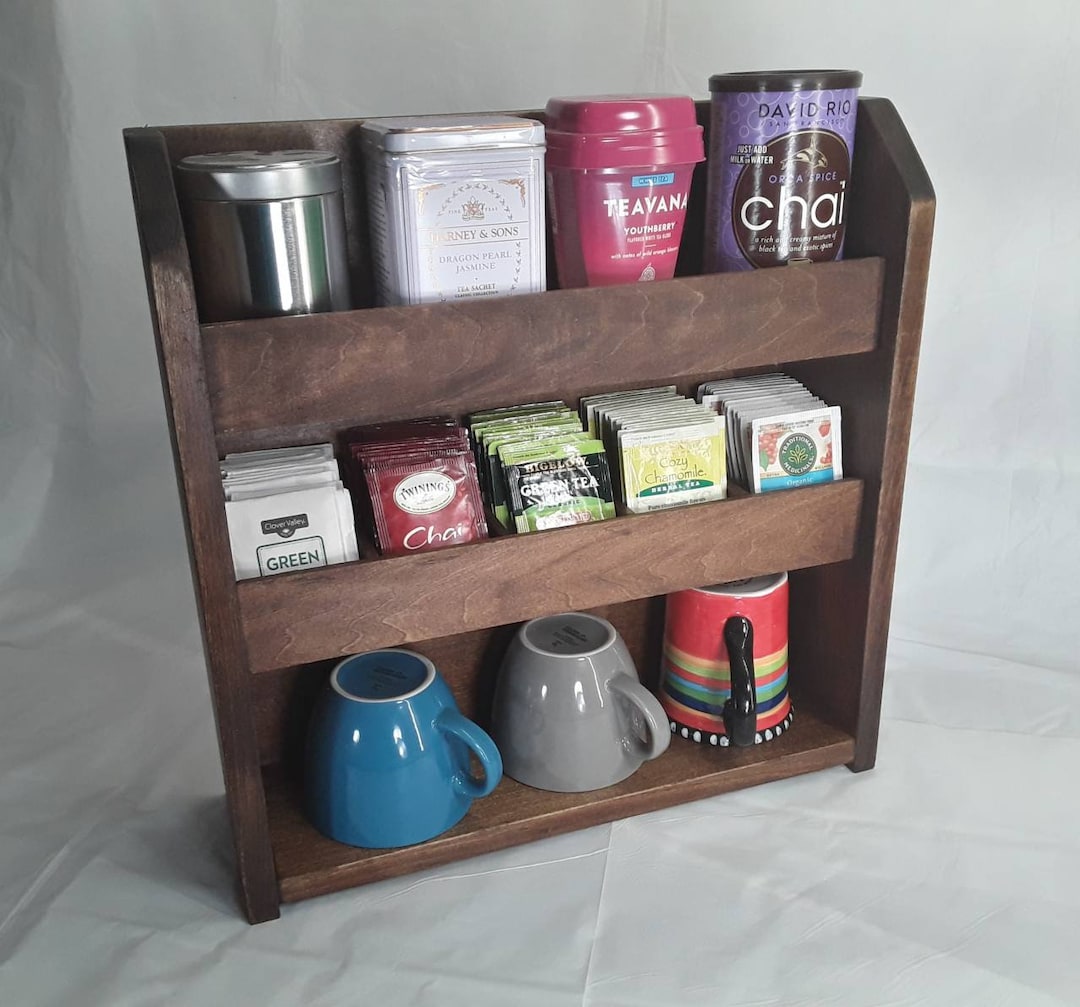 Made to Order Dark Tea Rack Organizer for Tins, Individually Wrapped