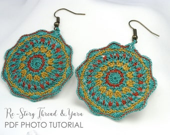 Thread Crochet Jewelry Photo TUTORIAL in ENG+HUN, Thread Crochet Boho Earring Pattern, Crochet Boho Necklace Pendant, Pdf, Diy Gift, For Her