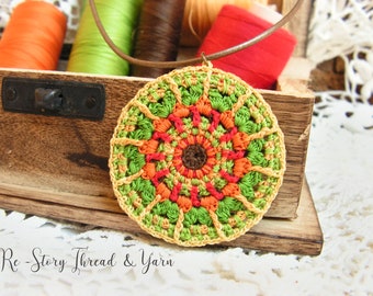 PATTERN - Mandala Crochet Jewelry, Mandala Crochet, Photo Tutorial, Colorful Thread Crochet Pattern, Mandala Pendant, Instant Download