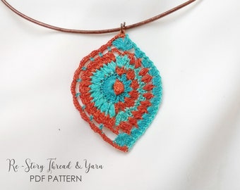 Thread Crochet JEWELRY PATTERN, Crochet Necklace Pattern, BOHO Crochet Necklace, Eye Shaped Boho Pendant Or Earrings, Instant Download
