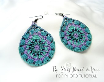 DIGITAL Pattern - Crochet Colorful BOHO Jewelry, Thread Crochet Earrings, Drop-Shaped Pendant, BOHO Necklace, Gift For Her, Instant Download