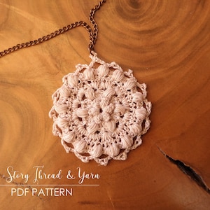 PATTERN - Rosegold Crochet Jewelry, Thread Crochet Necklace Pattern, PDF Tutorial, Lacy Vintage Pendant, Crochet Earrings Pattern, For Her