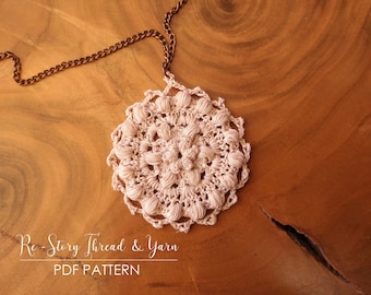 PATTERN - Rosegold Crochet Jewelry, Thread Crochet Necklace Pattern, PDF Tutorial, Lacy Vintage Pendant, Crochet Earrings Pattern, For Her