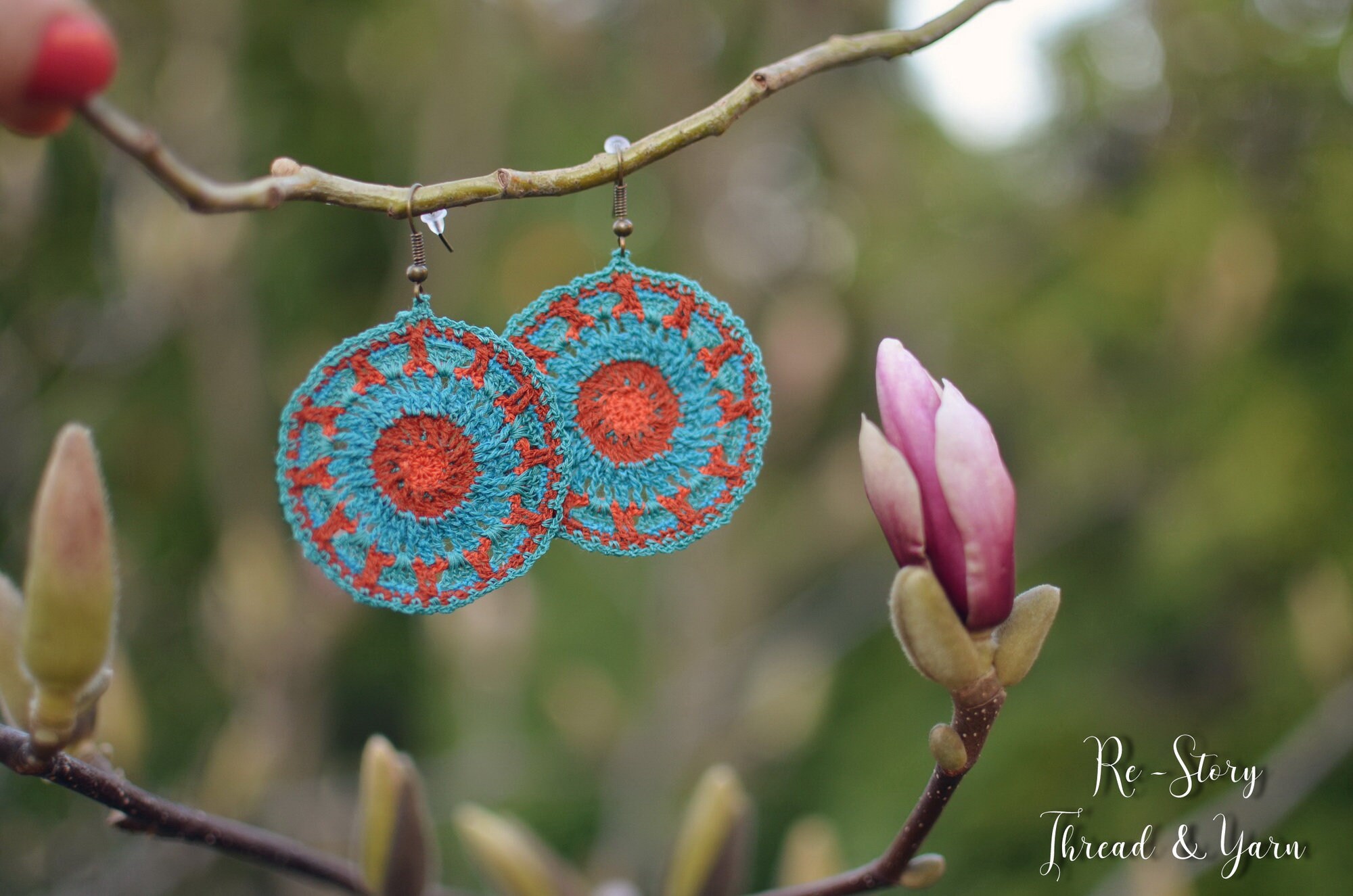 Crochet Earrings PATTERN, BOHO Crochet Necklace, Photo Tutorial, Thread