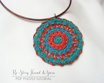 Crochet Jewelry PATTERN in ENG or HUN, Thread Crochet Earring Pattern, Photo Tutorial, Crochet Boho Pendant, pdf, Diy Gift, For Her