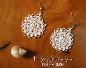 PATTERN - White Vintage Drop-shaped Earrings, Thread Crochet Earrings Pattern, PDF Pattern, Lacy Vintage Pendant, Crochet Earrings Pattern