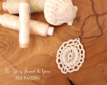 Crochet Jewelry PATTERN, Romantic Thread Crochet Necklace Pattern, PDF Tutorial, Lacy Vintage Pendant, DIY, Gift For Her, Instant Download