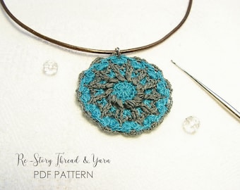 PATTERN - Thread Crochet Necklace, Thread Crochet Earrings Pattern, Crochet Jewelry Pattern, Boho Crochet Pendant, PDF, DIY Gift, For Her