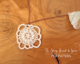 Crochet Necklace PATTERN, Romantic Thread Crochet Jewelry Pattern, PDF Tutorial, Vintage Style Pendant, DIY, Gift For Her, Instant Download