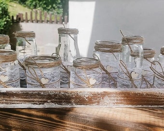 Set of 10 small vases, lanterns, decorative glasses, tea light holders, vintage wedding decoration table decorations