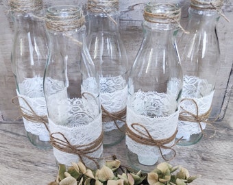 5 decorative bottles bottles decorative vases vintage wedding decoration table decoration milk bottles 22 cm Wedding