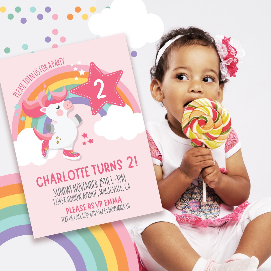 EDITABLE Girls Unicorn Birthday Invite Girls Invitation - Etsy