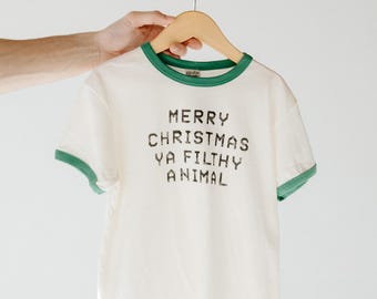 Vrolijk kerstfeest, smerig dier | Ringer-T-shirt voor peuters