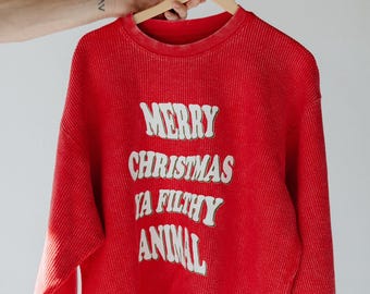 Vrolijk kerstfeest, smerig dier | Sweater met koord