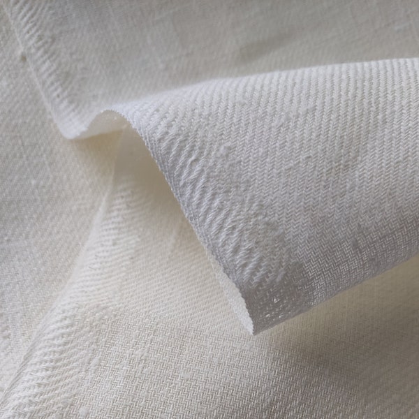 Twill Pure linen fabric,  very Heavy weight, unDyed, Prewashed. 280 gsm Organic linen fabric by the yard,  by the meter. Rustic fabric