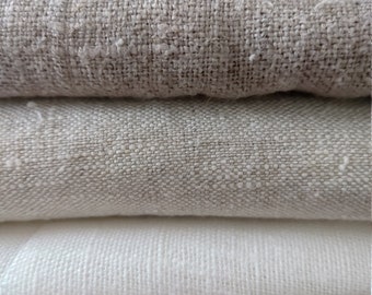 Soft Pure linen fabric, very Heavy weight canvas, unDyed. 280 gsm Organic linen fabric by the yard,  by the meter. Rustic fabric stonewashed
