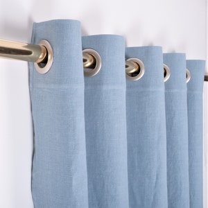 Curtains 100% Linen striped Softened window panel. kitchen Living room farmhouse curtains. Grain Sack flax. Bedroom.  custom size grommets