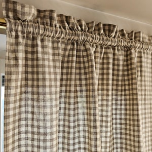 Halfdoorzichtige gordijnen met natuurlijke ruiten 100% linnen raampaneel. keuken boerderij gordijnen vlas slaapkamer decoratieve volant gordijnen op maat gemaakt