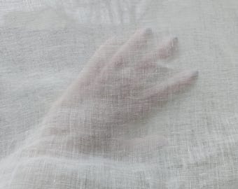 Thin linen fabric for curtains Gauze 100% flax natural white transparent, loose weave sheer, lightweight fabric soft CHEESECLOTH by the yard