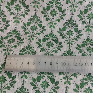 Verzacht linnen met bloemenpatroon, zwaargewicht linnen bekleding vlasstof blokdrukstof groen antiek vlasgroen bedrukt linnen