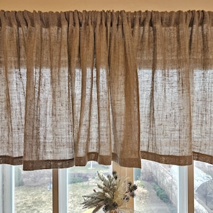 Cafegordijnen 100% linnen onthard - boerderij keuken boerderij gordijnen. franse slaapkamer volant, rustiek