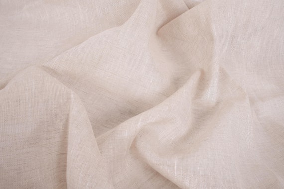 Thin Linen Fabric for Curtains Gauze 100% Flax Natural White