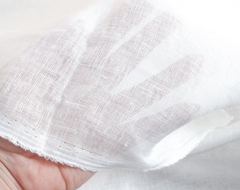 Thin linen fabric for curtains Gauze 100% flax natural white oatmeal transparent, loose weave sheer, lightweight. CHEESECLOTH by the yard