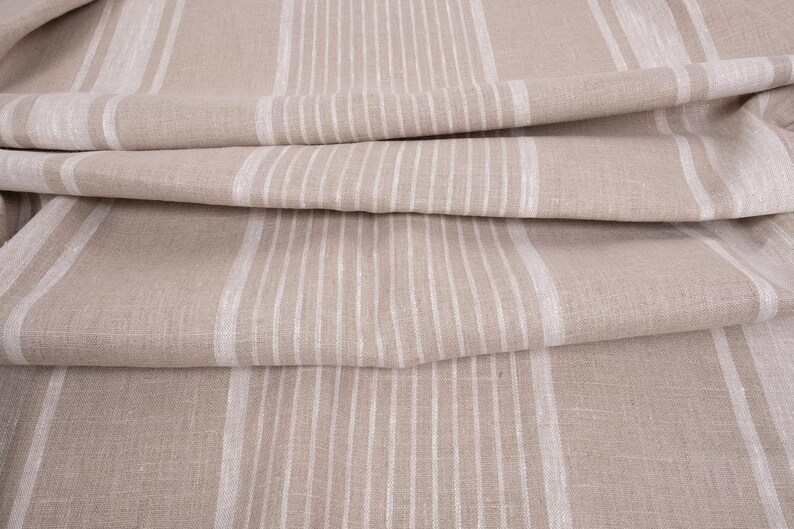 Heavy Striped Linen fabric by the yard or meter 140cm width. Etsy
