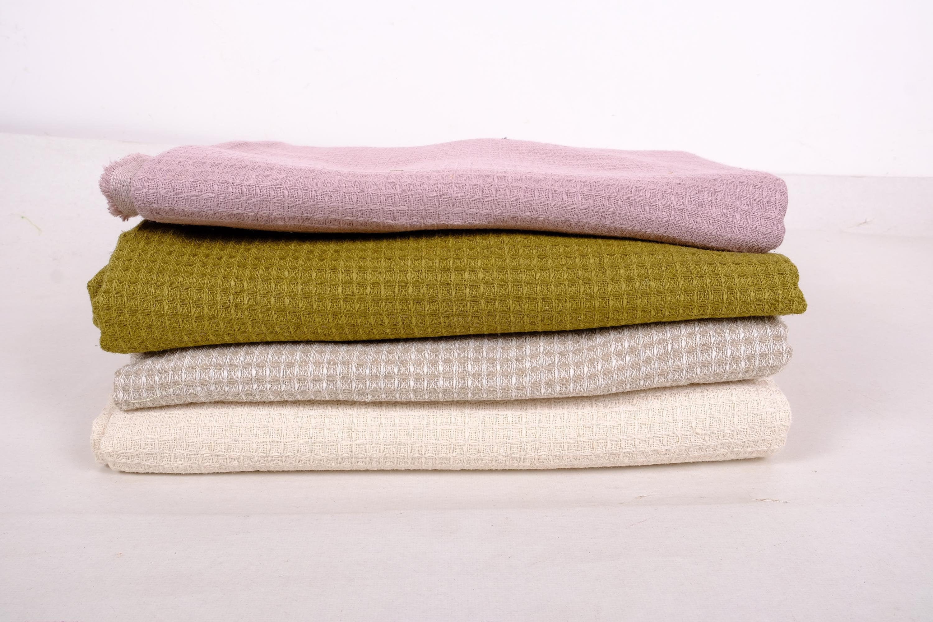 EXTRA WIDE Waffle Weave 100 Linen Fabric Flax Oatmeal By Etsy