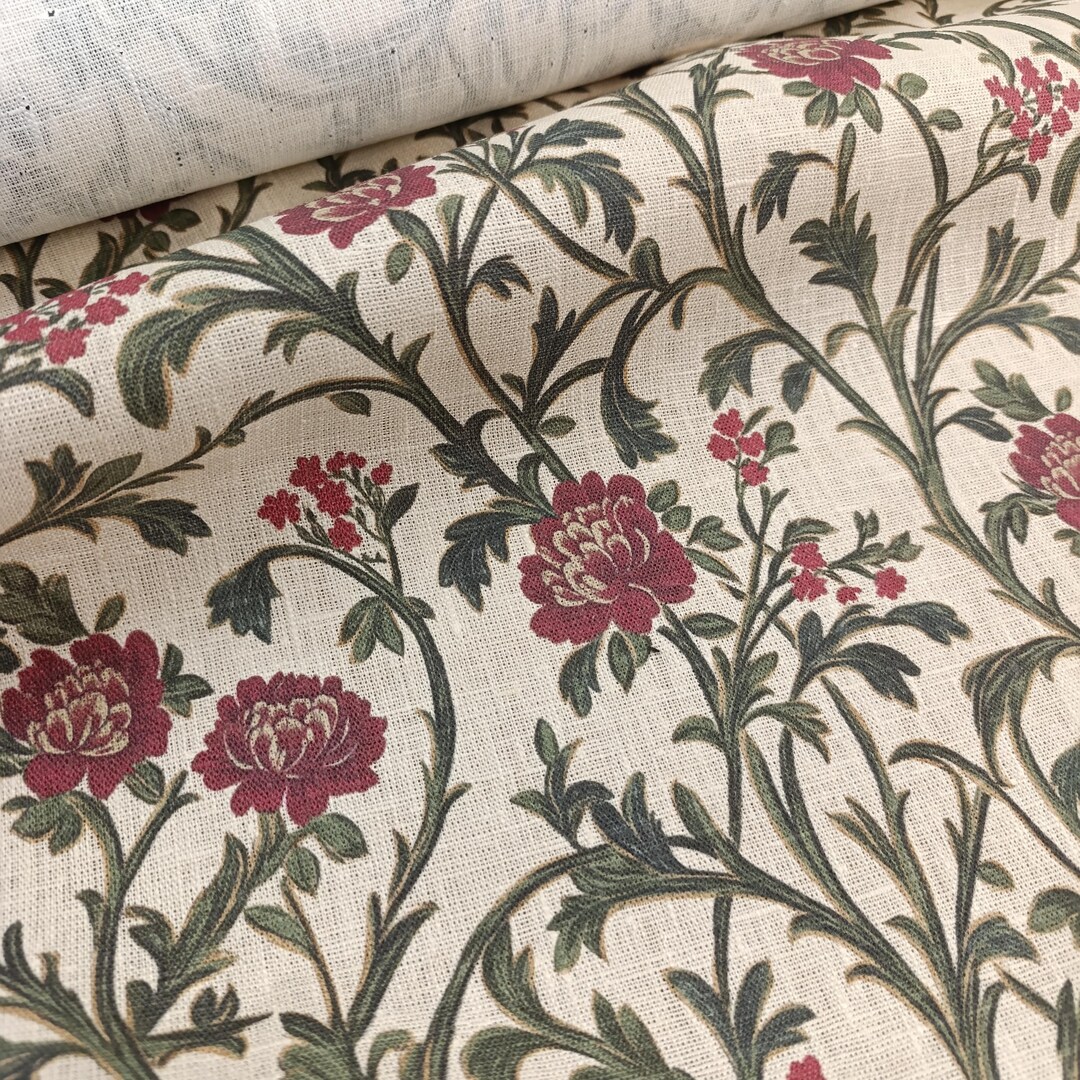 Pattern Linen Material Soft Floral Pattern Linen Fabric, Heavy Weight Linen Upholstery Flax ...