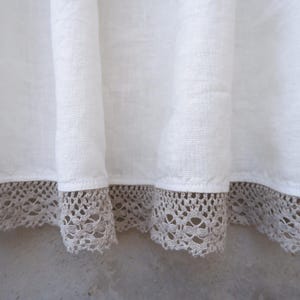 White linen Curtain Linen with natural lace window panel with rod pocket  kitchen farmhouse drapes linen cafe curtains. french  valance