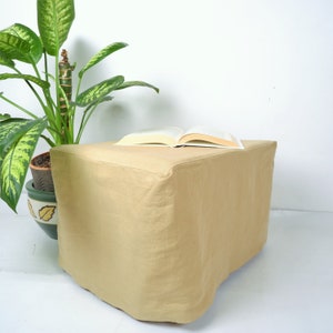 Linen Ottoman slipcover Black  Custom ikea cover linen cover cube light grey white. Custom slipcover. Cube bench pouf sofa  any colour  size