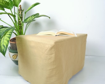 Linen Ottoman slipcover Black  Custom ikea cover linen cover cube light grey white. Custom slipcover. Cube bench pouf sofa  any colour  size