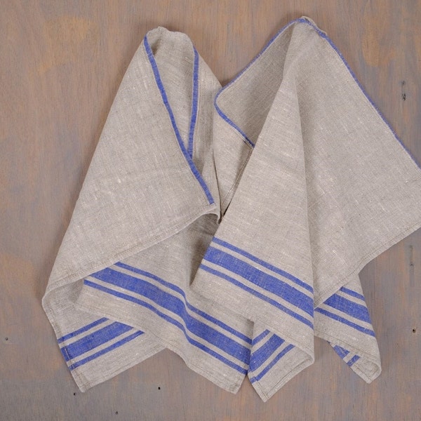 Stonewashed linen tea towel. Linen hand towel. Soft linen. Natural kitchen towel. Linen towel. Dish towel. Blue stripes