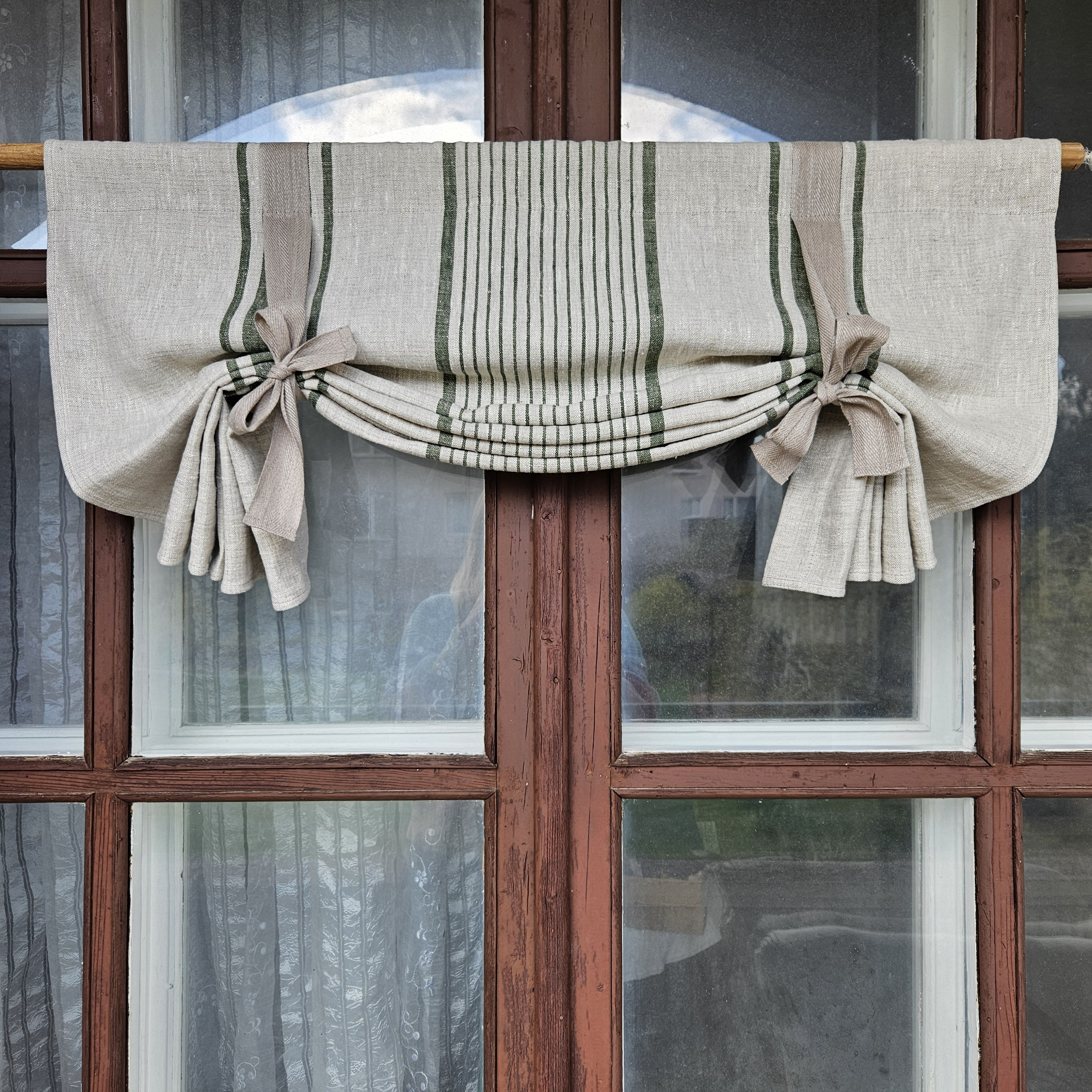 Tenda A Pannello In Cotone E Lino Camera Letto Soggiorno | Stile Rustico E Strisce | 122x220 Cm | Blu Navy
